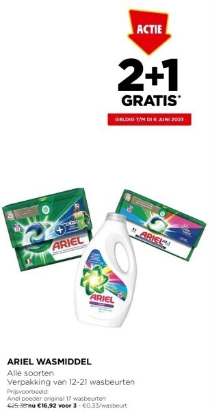 Jumbo Ariel wasmiddel aanbieding