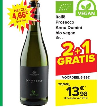 Carrefour Italië Prosecco Anno Domini bio vegan Brut aanbieding