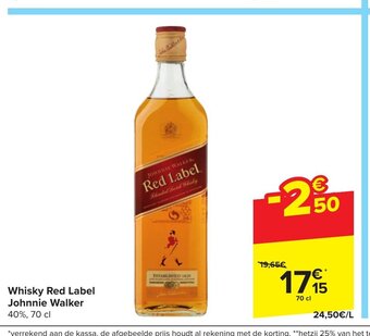 Carrefour Whisky Red Label Johnnie Walker 40%, 70 cl aanbieding