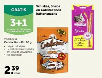 Whiskas, sheba en catisfactions kattensnacks