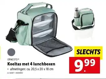 Lidl Koeltas met 4 lunchboxen • afmetingen: ca. 20,5 x 20 x 18 cm aanbieding