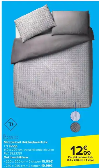 Carrefour Basic Microvezel dekbedovertrek + 1 sloop aanbieding