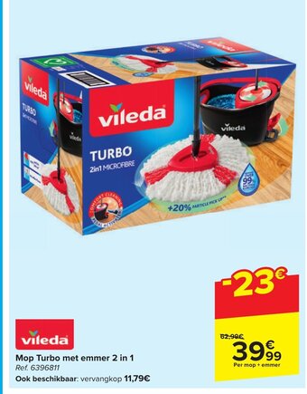 Carrefour vileda Mop Turbo met emmer 2 in 1 Ref. 6396811 aanbieding