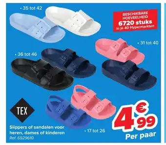 Carrefour TEX Slippers of sandalen voor heren, dames of kinderen Ref. 6929610 aanbieding