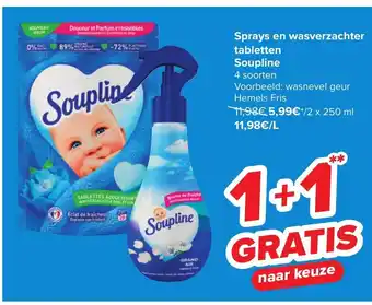 Carrefour Soupline Sprays en wasverzachter tabletten aanbieding