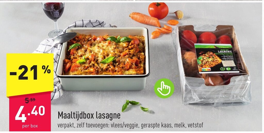 Maaltijdbox lasagne per box promotie bij ALDI