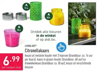 ALDI LIVING ART Citronellakaars per stuk aanbieding