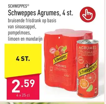 ALDI Schweppes Agrumes, 4 x 25cl aanbieding