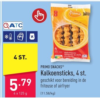 ALDI PRIMO SNACKS Kalkoensticks, 4 st. aanbieding