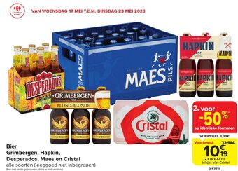 Bier Grimbergen, Hapkin, Desperados, Maes en Cristal