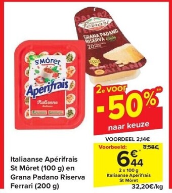 Italiaanse apérifrais st môret (100 g) en grana padano riserva ferrari (200 g)