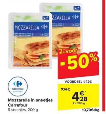 Carrefour Mozzarella in sneetjes carrefour aanbieding