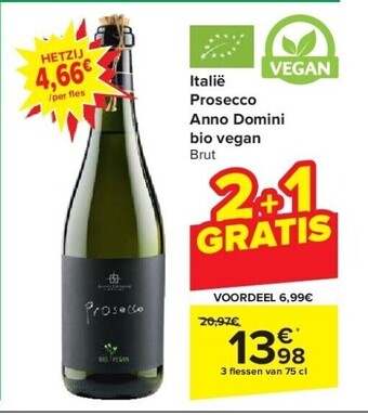 Carrefour Italië prosecco anno domini bio vegan aanbieding