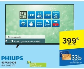 Carrefour Philips 43pus7406 uhd 4k led tv aanbieding