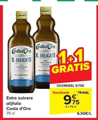 Carrefour Extra zuivere olijfolie costa d’oro 75 cl aanbieding