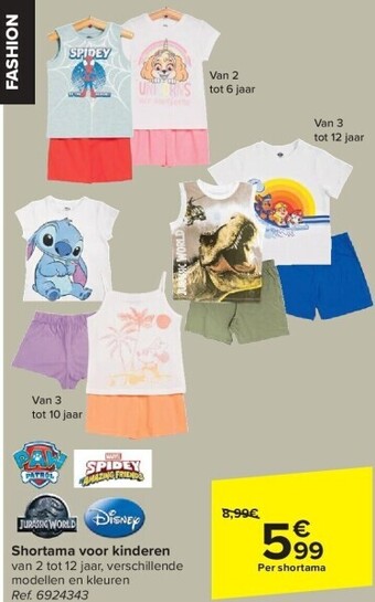 Carrefour Shortama voor kinderen aanbieding