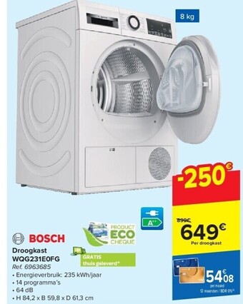 Carrefour Droogkast wqg231e0fg aanbieding