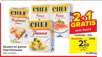 Carrefour Sauzen en panna chef parmalat aanbieding