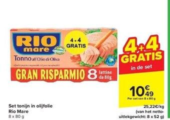 Carrefour Set tonijn in olijfolie rio mare aanbieding