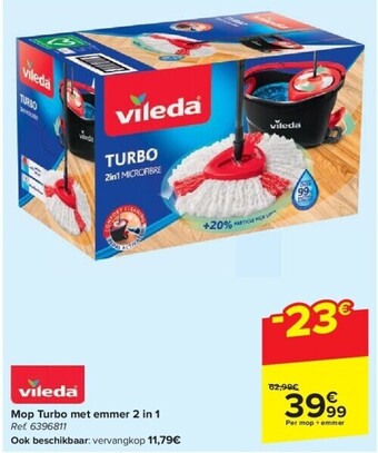Carrefour Mop turbo met emmer 2 in 1 aanbieding