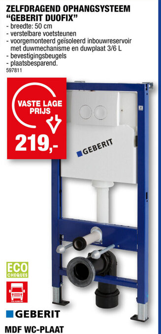 Hubo ZELFDRAGEND OPHANGSYSTEEM "GEBERIT DUOFIX" aanbieding