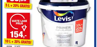 Hubo Levis PRIMER MUUR & PLAFOND - WIT 10 L + 20% GRATIS! aanbieding