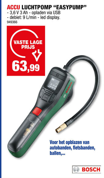 Hubo BOSCH ACCU LUCHTPOMP "EASYPUMP" aanbieding