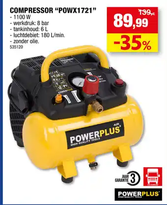 Hubo POWERPLUS COMPRESSOR "POWX1721" aanbieding