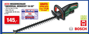 Hubo Bosch ACCU HEGGENSCHAAR "UNIVERSAL HEDGECUT 18-50" aanbieding