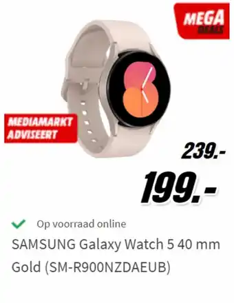 MediaMarkt SAMSUNG Galaxy Watch 5 40 mm Gold (SM-R900NZDAEUB) aanbieding