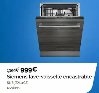 Krëfel Siemens lave-vaisselle encastrable SN65TX04CE 12006495 aanbieding