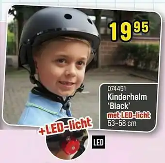 Happyland Kinderhelm black met led-licht aanbieding