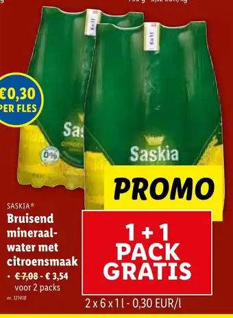 Lidl Saskia Bruisend mineraal- water met citroensmaak aanbieding