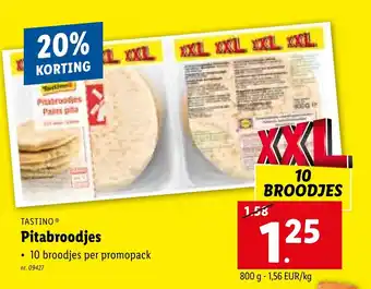 Lidl TASTINO Pitabroodjes 10 BROODJES aanbieding