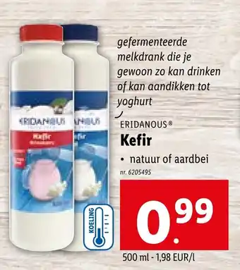 Lidl ERIDANOUS Kefir natuur of aardbei aanbieding