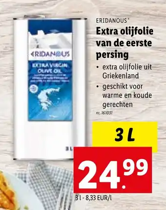 ERIDANOUS Extra olijfolie van de eerste persing 3L
