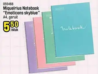 Happyland Miquelrius notebook emoticons skyblue a4 aanbieding