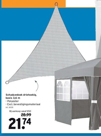 GAMMA Schaduwdoek driehoekig, basis 3,6 m aanbieding