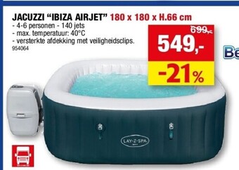 Hubo Jacuzzi “ibiza airjet” 180 x 180 x h.66 cm aanbieding