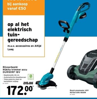GAMMA Makita trimmer accu dur181rf 18v aanbieding