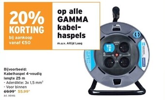 GAMMA Kabelhaspel 4-voudig lengte 25 m aanbieding