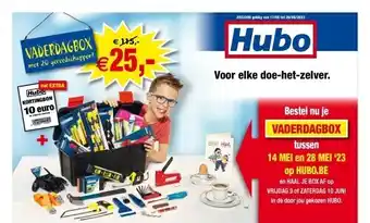 Op hubo.be en haal je box af op vrijdag 9 of zaterdag 10 juni in de door jou gekozen hubo.