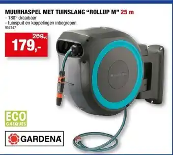 Hubo Muurhaspel met tuinslang “rollup m” 25 m aanbieding