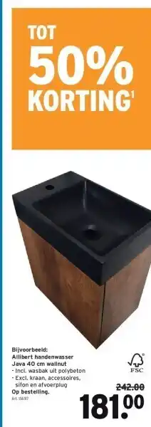 GAMMA Allibert handenwasser java 40 cm wallnut aanbieding
