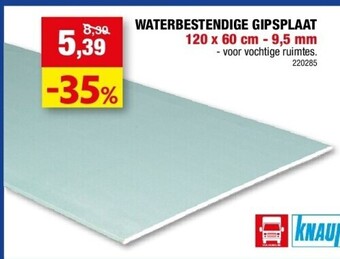 Hubo Waterbestendige gipsplaat 120 x 60 cm - 9,5 mm aanbieding