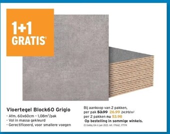 Vloertegel block60 grigio