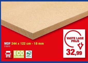 Hubo Mdf 244 x 122 cm - 18 mm aanbieding