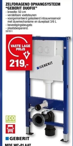 Hubo Zelfdragend ophangsysteem “geberit duofix” aanbieding