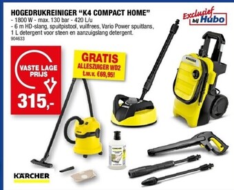 Hubo Hogedrukreiniger “k4 compact home” aanbieding