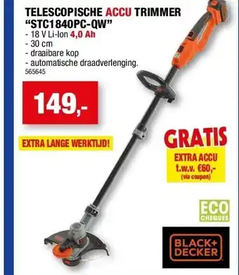 Hubo Telescopische accu trimmer “stc1840pc-qw” aanbieding